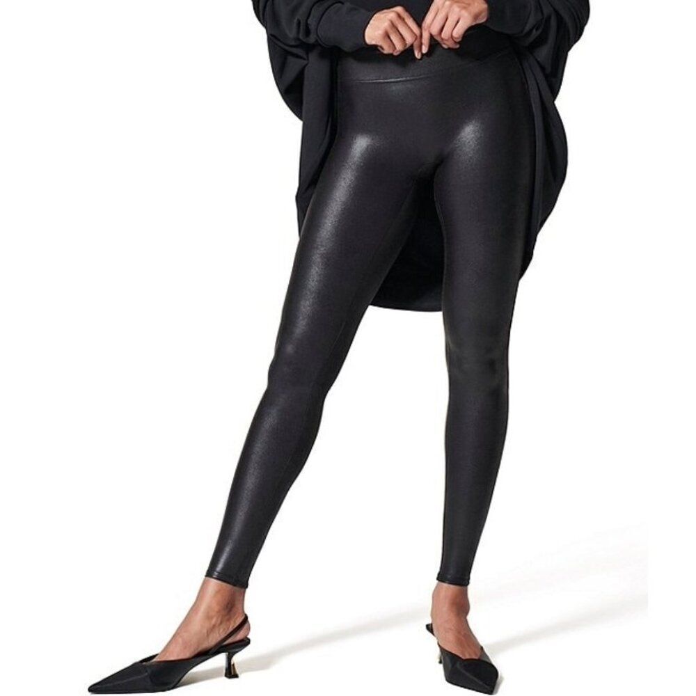 Spanx SPANXshape Black Faux Leather Leggings Size S